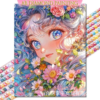 AB 钻梦幻花神少女钻石画 满钻新款二次元花卉少女贴钻十字绣