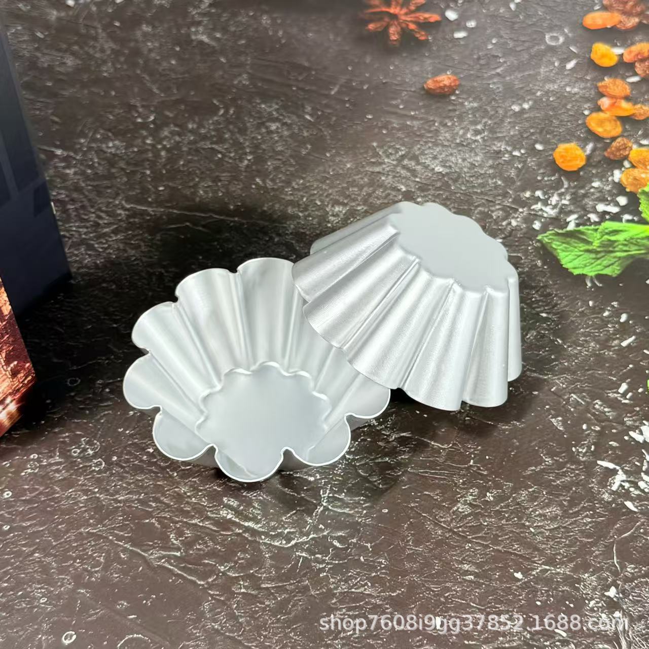 Commercial and Household Air Fryer Molds, Reusable Oven Baking Portuguese Tart Molds with Scalloped Edges, Aluminum Alloy Egg Tart Molds