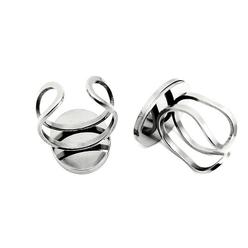 New stainless steel ring empty support welding round basin Gem bottom support welding cutting opening adjustable ring DIY jewelry