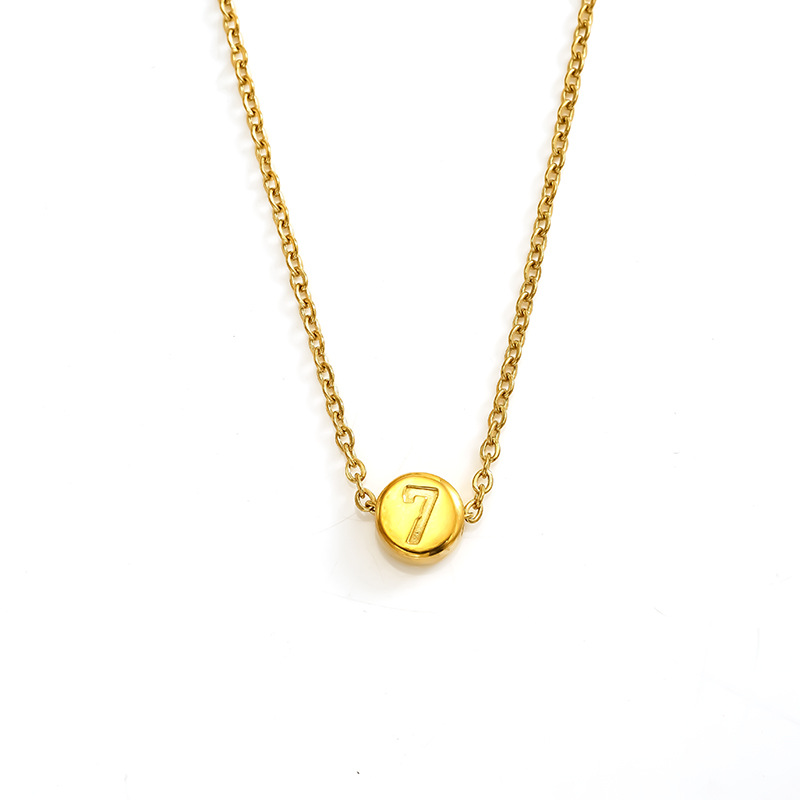 Collar geométrico de acero inoxidable para mujer, cadena de clavícula de estilo minimalista, con colgante de marca digital redonda perforada simple transfronteriza_voghion.com