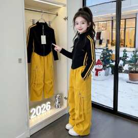 女童洋气休闲工装裤套装春季新款长袖开衫上衣休闲裤子韩系两件套