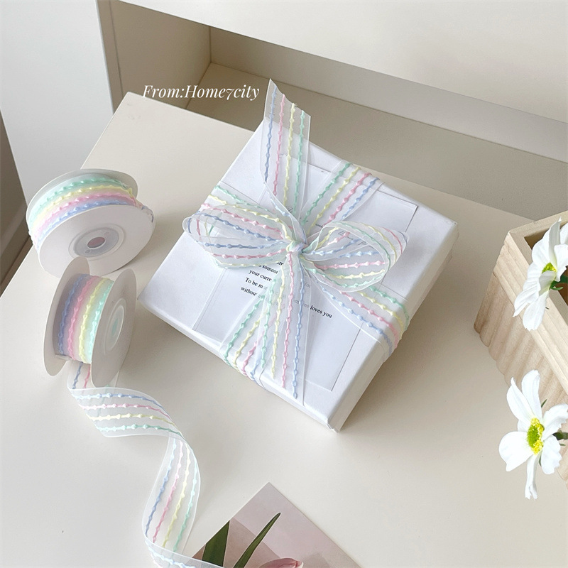 Colorful Horizontal Striped Tulle Ribbon Candy Color Dopamine Multicolor Gift Wrapping Tie Bow Ribbon Webbing Colorful Horizontal Striped Tulle Ribbon Candy Color Dopamine Multicolor Gift Wrapping Tie Bow Ribbon Webbing