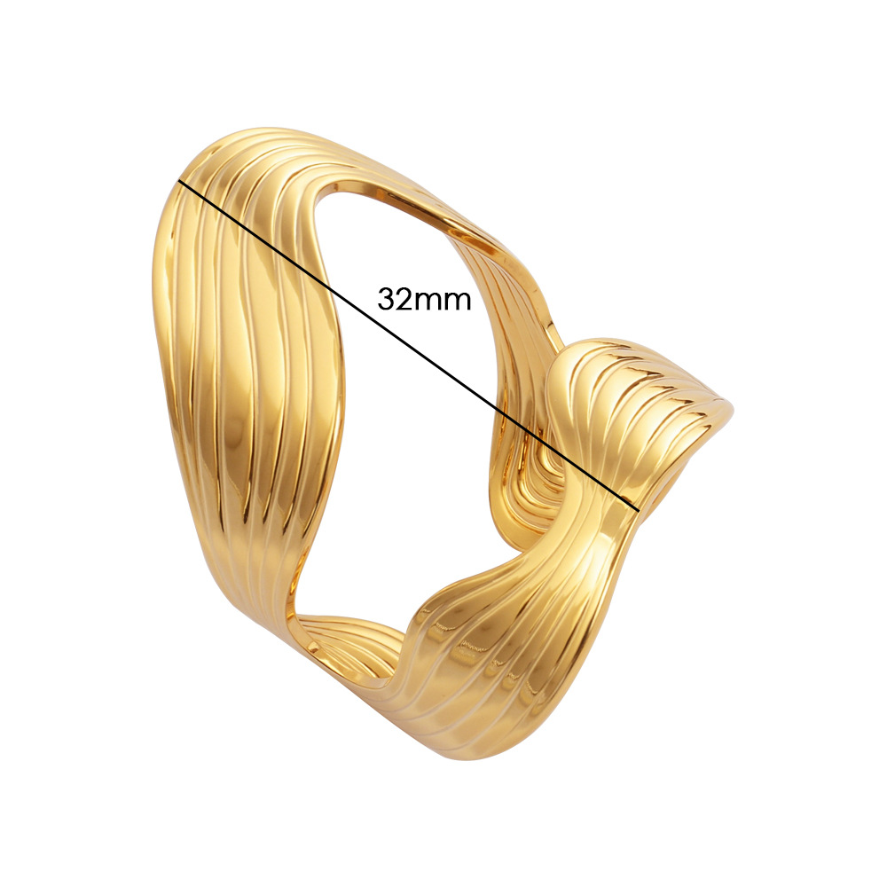 Anello a onde geometrico a tre strati anello aperto impilabile_voghion.com