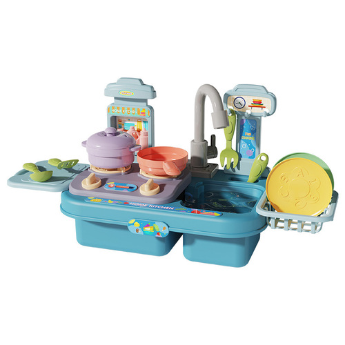 Cross-border children's dishwasher toy simulation kitchen vegetable washing basin dollhouse kitchen utensils electric circulating water stand