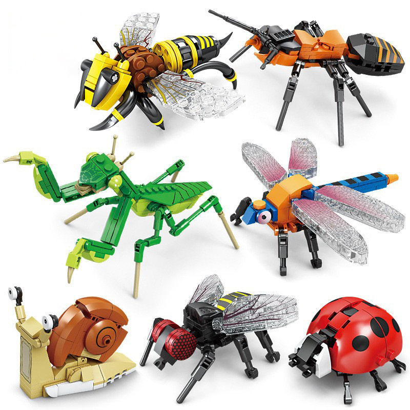 Logical Thinking Training Insect Building Blocks Compatible with Lego Boys Assembled Toys Educational Animals Assembled Puzzle Children