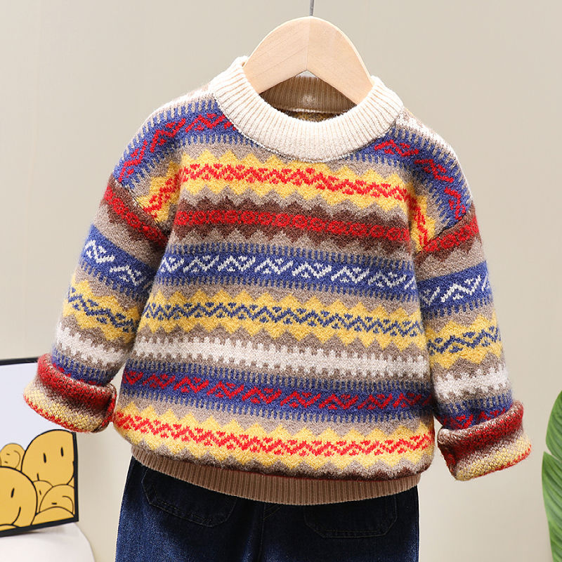 Green Companion Boys' and Girls' Autumn/Winter Hooded Sweaters Knitted Shirts Children's Baby Fashion Outfit Top Base Layer
