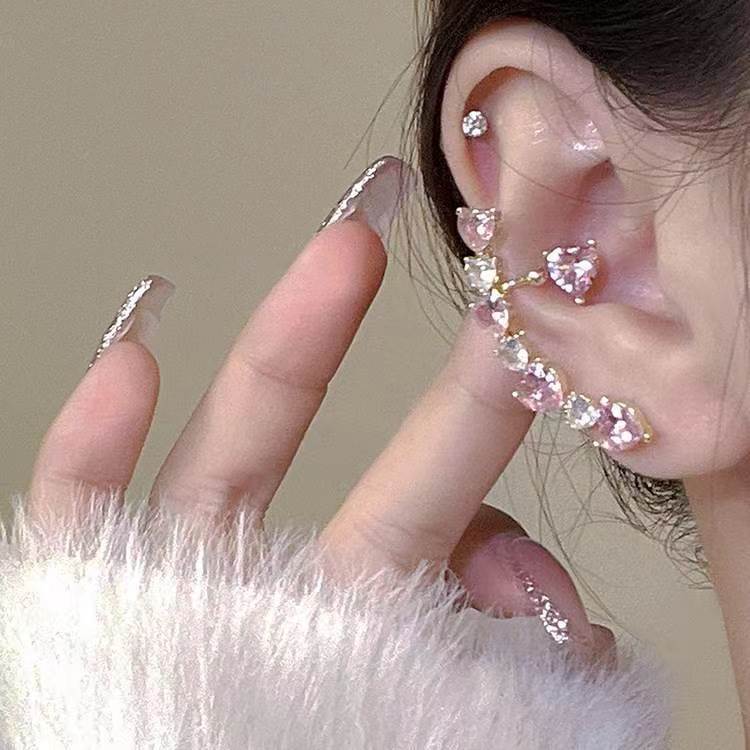 1 Pair Quantity 1 Pair Sweet Heart Shape Plating Inlay Alloy Zircon Ear Studs