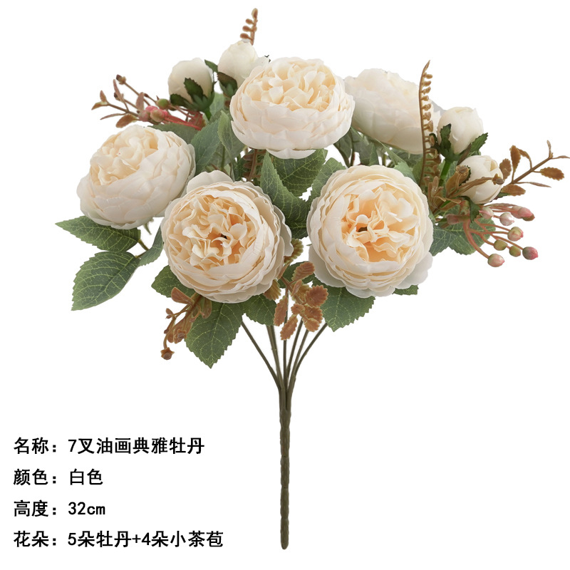 7 fork oil painting elegant peony white