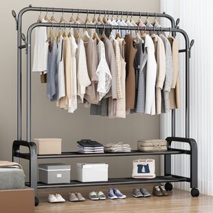 Floor-standing drying rack double pole bedroom indoor household simple drying rack multi-functional bedroom cloakroom hanger