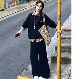 运动服套装女秋季学生韩版宽松时尚网红美式学院风卫衣休闲两件套