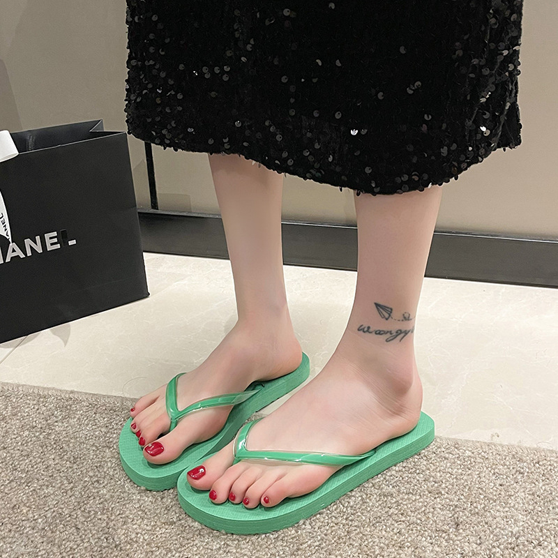 Chanclas de verano para mujer, estilo de verano, estudiante de moda, personalidad antideslizante, pinzas, lindas sandalias y zapatillas de playa coreanas