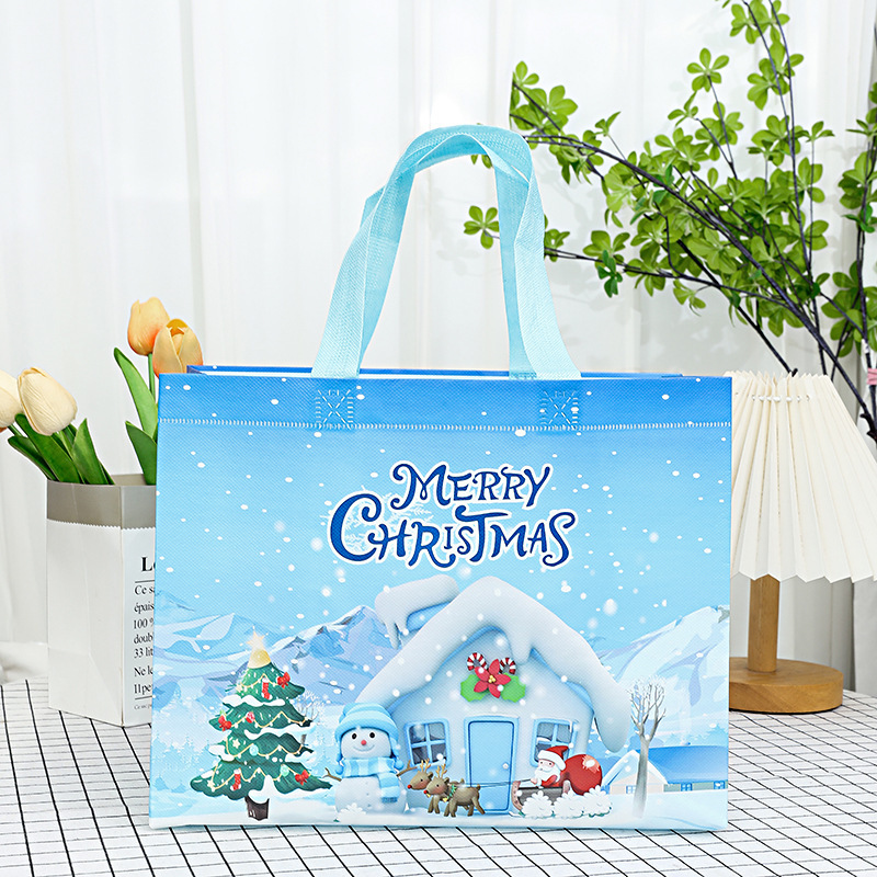 新しいラミネート不織布バッグクリスマスギフトバッグスポットクロスボーダーハンドバッグ熱プレス立体バッグ広告ショッピングバッグ|undefined