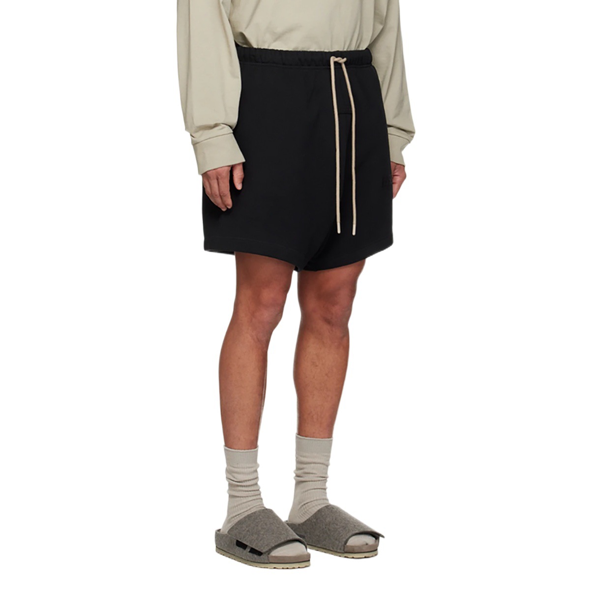 ESENTIALS FOG marca nueva serie carta flocado impreso fleece hombres pantalones cortos sueltos pantalones cortos deportivos