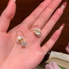 时尚心动珍珠耳环花朵结球流苏耳钩女轻奢高级感耳环独特漂亮耳饰