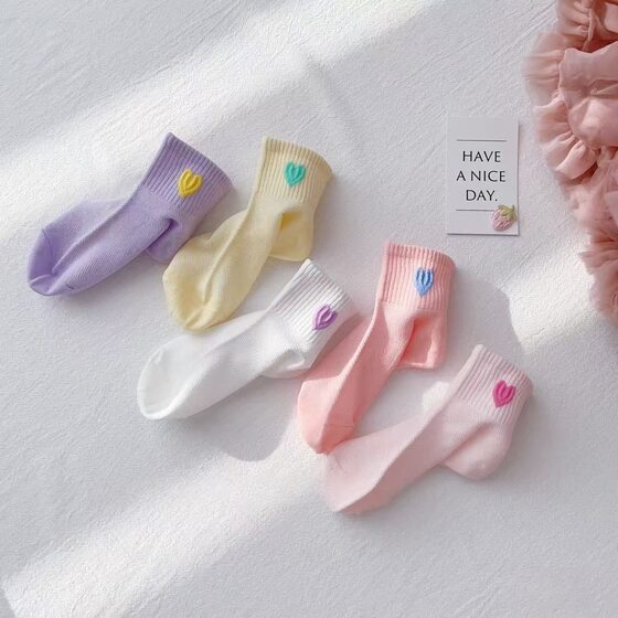 Children's socks spring and summer female baby mesh sports thin breathable Korean love tube hip-hop fashionable socks