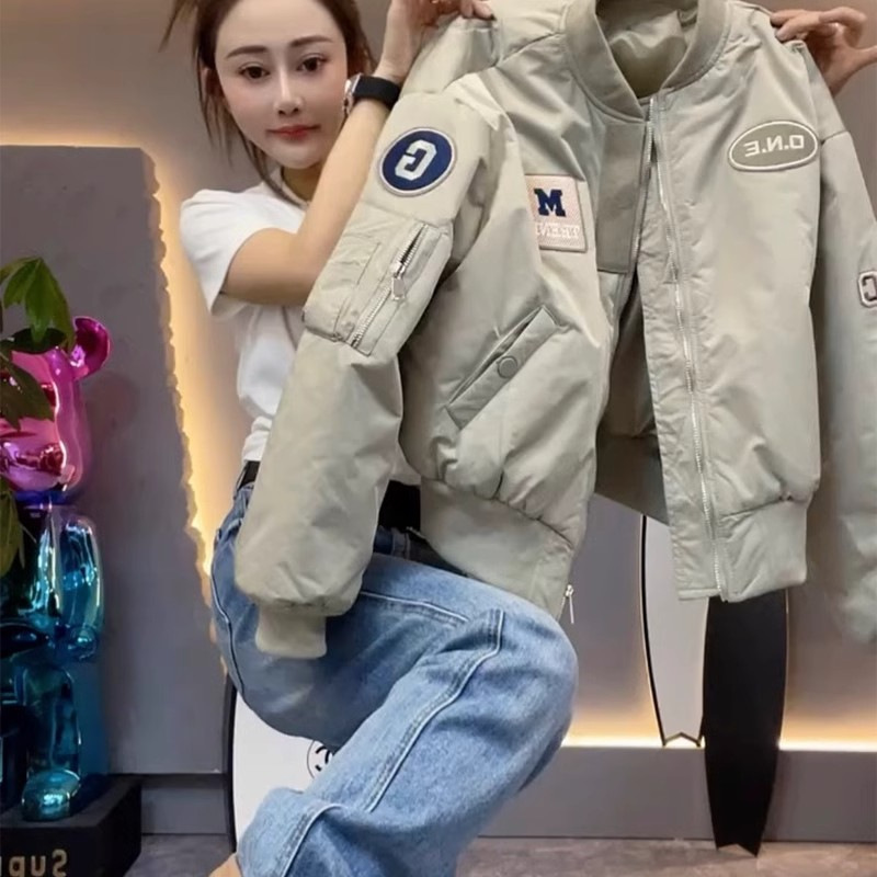 Quilted Baseball Jacket Women's Short 2025 Spring & Fall New Bomber Jacket Short Casual Cotton Outwear for Small People