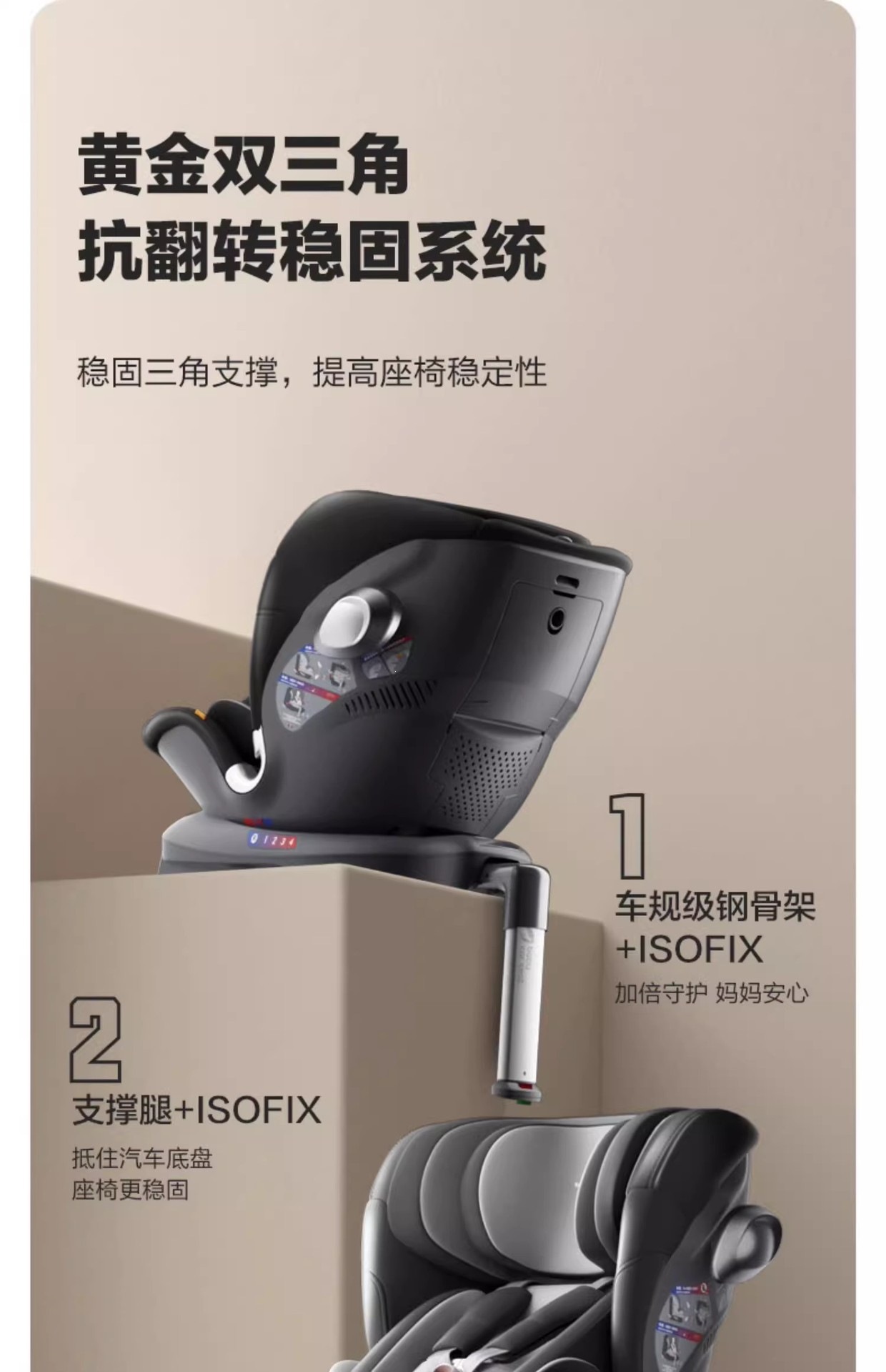 Beibeikasi YaoYing child safety seat for cars, suitable for babies and children aged 0-4-12 years, with 360-degree rotation