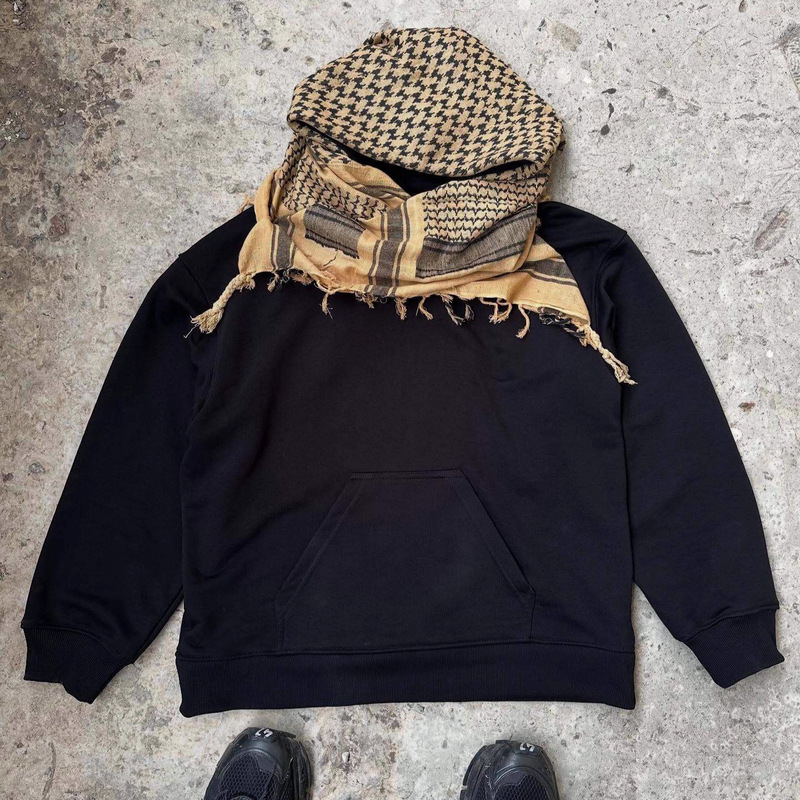 European and American Ins Style Cross-Border New Style Personalized Headscarf Windproof Hooded Sweatshirt for Men and Women Fashion Street Pullover Sweatshirt