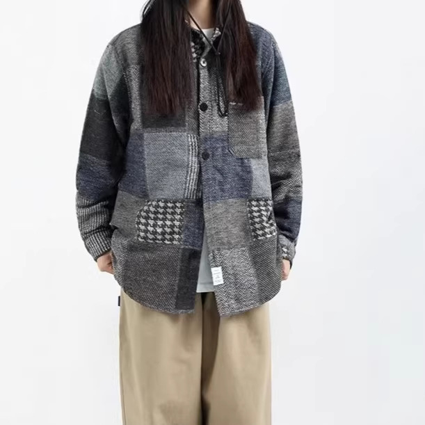 Women's plaid shirt jacket, new spring and autumn style, women's outerwear, trendy and stylish top for teenagers.