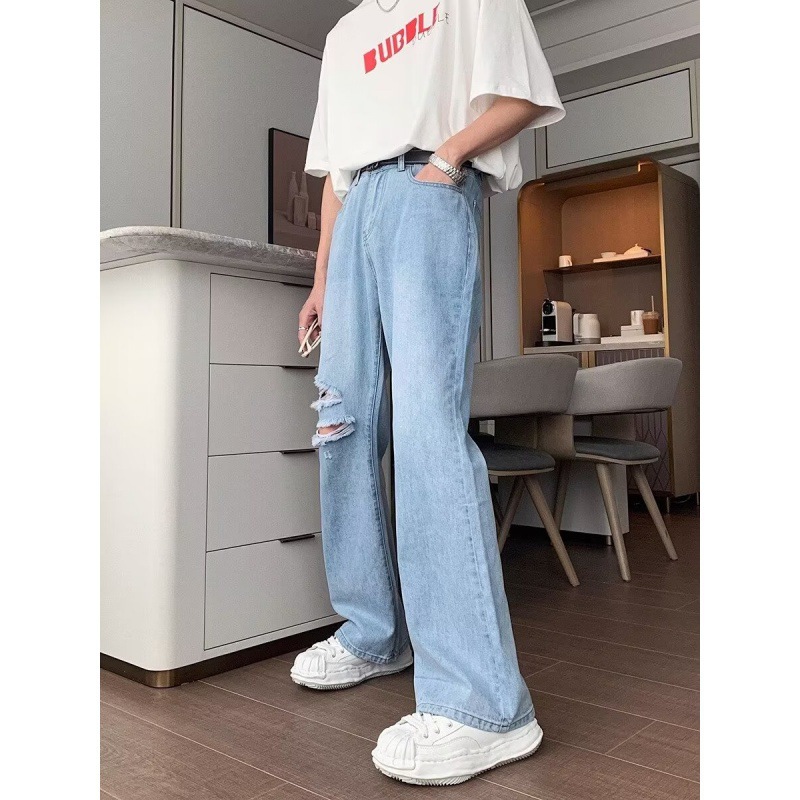 boy European And American High Street Ripped Jeans For Men, Autumn Thin Design Sense Niche Pants, Loose Ins Trend Brand_viptrois.com