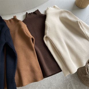 Spring and Autumn Men's and Women's Children's Sweater Baby Stylish Children's Personality Trendy Brand Retro Maillard High Collar Internet Celebrity Knitted Sweater
