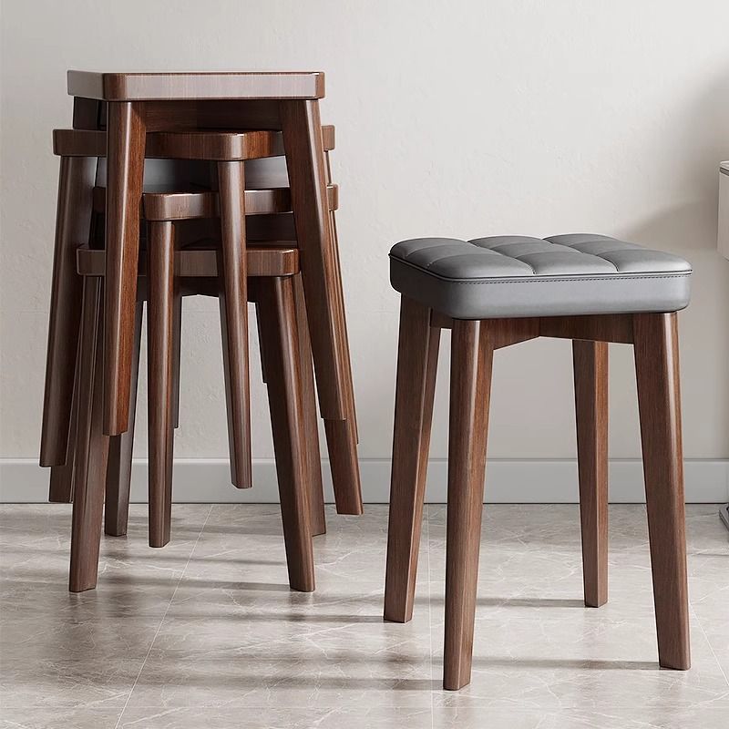 Solid Wood Stool for Home Use, Stackable Square Stool, Low Stool for Living Room, Modern Minimalist Dining Chair, Upholstered Dining Table Chair, Wooden Bench