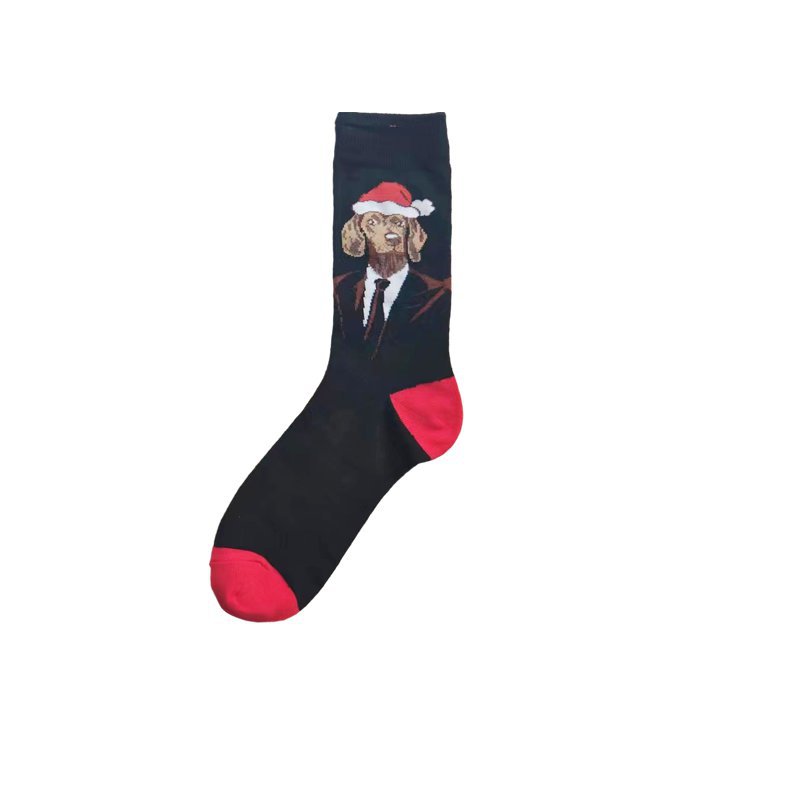 70g Weight Socks Classification Socks Lingerie Type Cotton Fabric Type A Pair Quantity Holiday, Festival Occasion Non-Slip Function Christmas Festival Santa Claus, Dog Pattern All Seasons Season Men's Gender Cartoon Style Style Christmas Cartoon Style Men's Santa Claus Dog Cotton Crew Socks A Pair 9