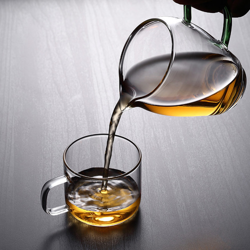 High-borosilicate glass fair cup tea set, teapot, tea strainer accessory, exquisite colorful-handle household tea divider.