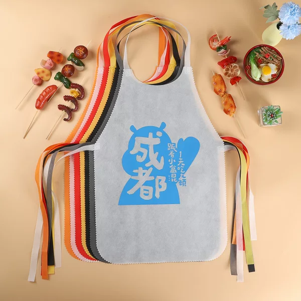 Spot Disposable Apron for Adults Barbecue Hot Pot Catering Non-woven Apron Waterproof and Oil-proof Disposable Apron