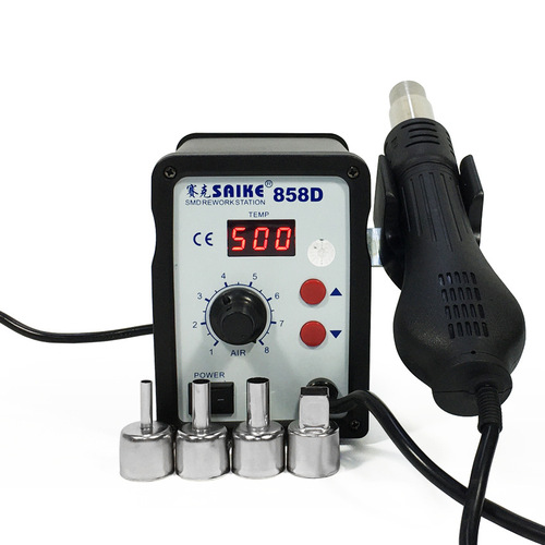 Sek 858D Hot Air Gun with Digital Temperature Adjustment for Soldering and Desoldering, Spiral Outflow, Phone Repair Tool