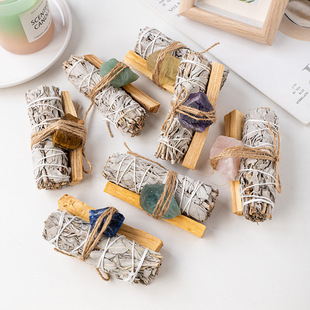 Natural California Sage Peruvian Holy Wood Crystal Raw Stone Aromatherapy Set Meditation Indoor Purification Home Decoration