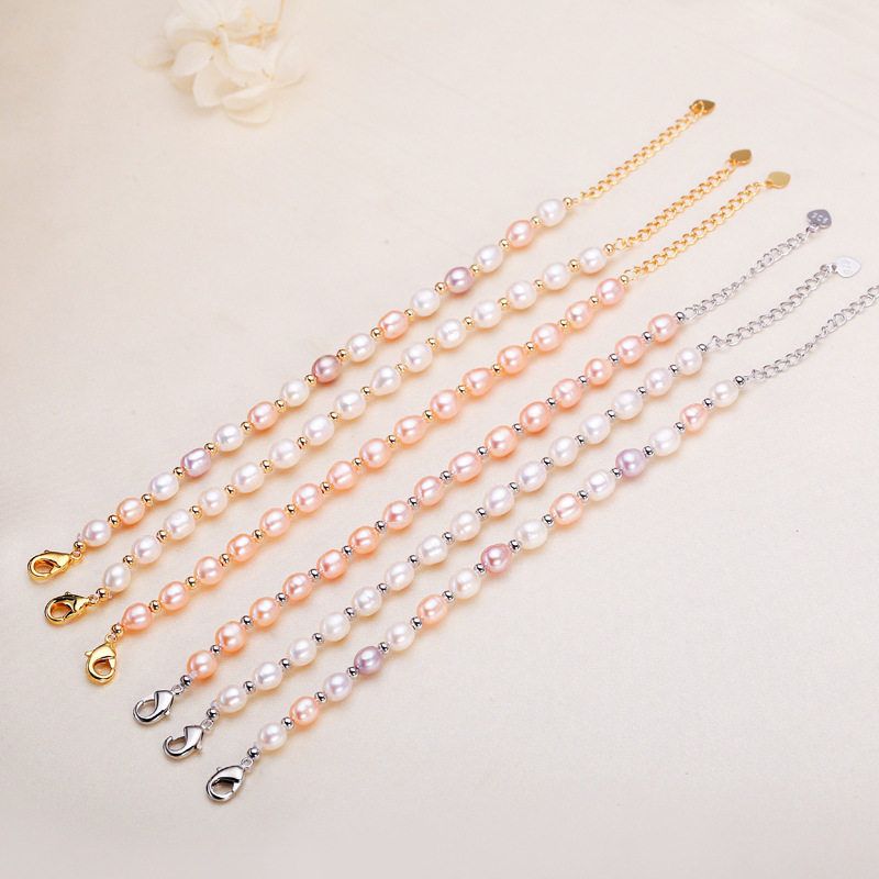 Origin Source Zhuji Freshwater Pearl Bracelet Women's Micro Flaw Small Rice Beads Simple Mother Gift Personalized Best Friend Bracelet