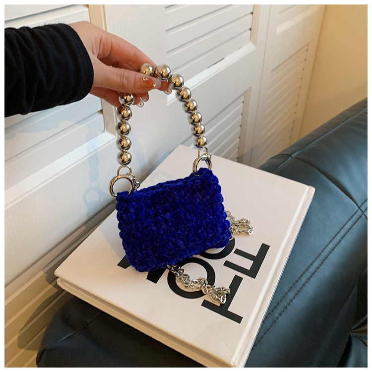 Women's Small Knit Solid Color Basic Chain Square Zipper Crossbody Bag display picture 2