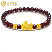 Браслет Pi Dang Gold Pixiu, женский браслет Piqiu Baby из чистого золота 999 пробы, браслет с Годом рождения из бусин