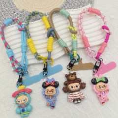 楽しくてかわいいピンクのカップルラブブペンダント携帯電話ケースストラップクリエイティブバッグアクセサリーポータブルリストバンドユニバーサル