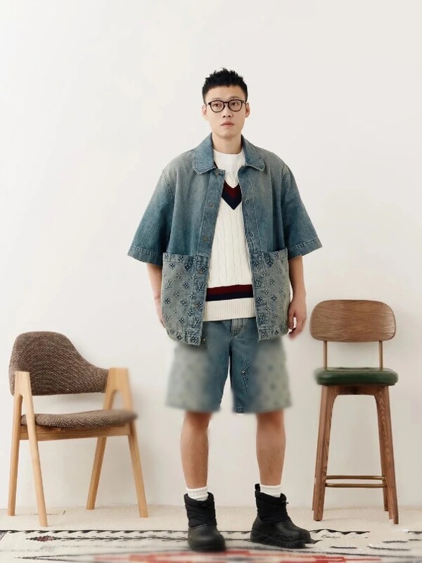 天井品質 25SS トレンド新作 V ホーム クラシック ワークウェア デニム ショートパンツ 男女兼用 シンプル ジーンズ|undefined