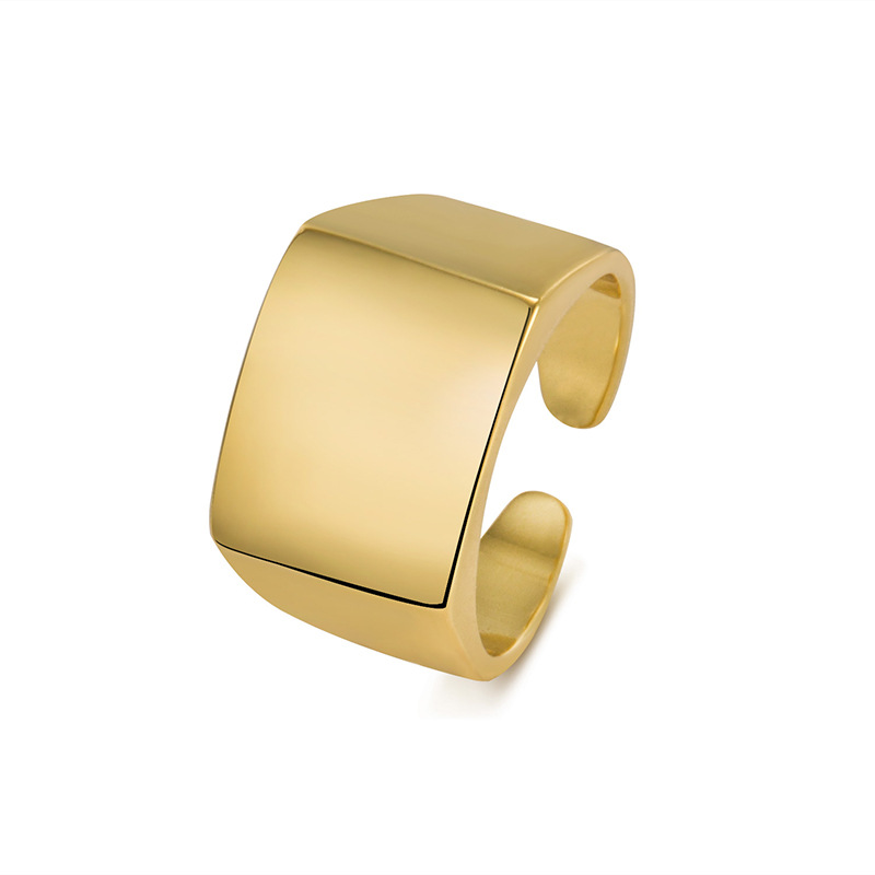 Geometric square creative glossy design universal elegant ring