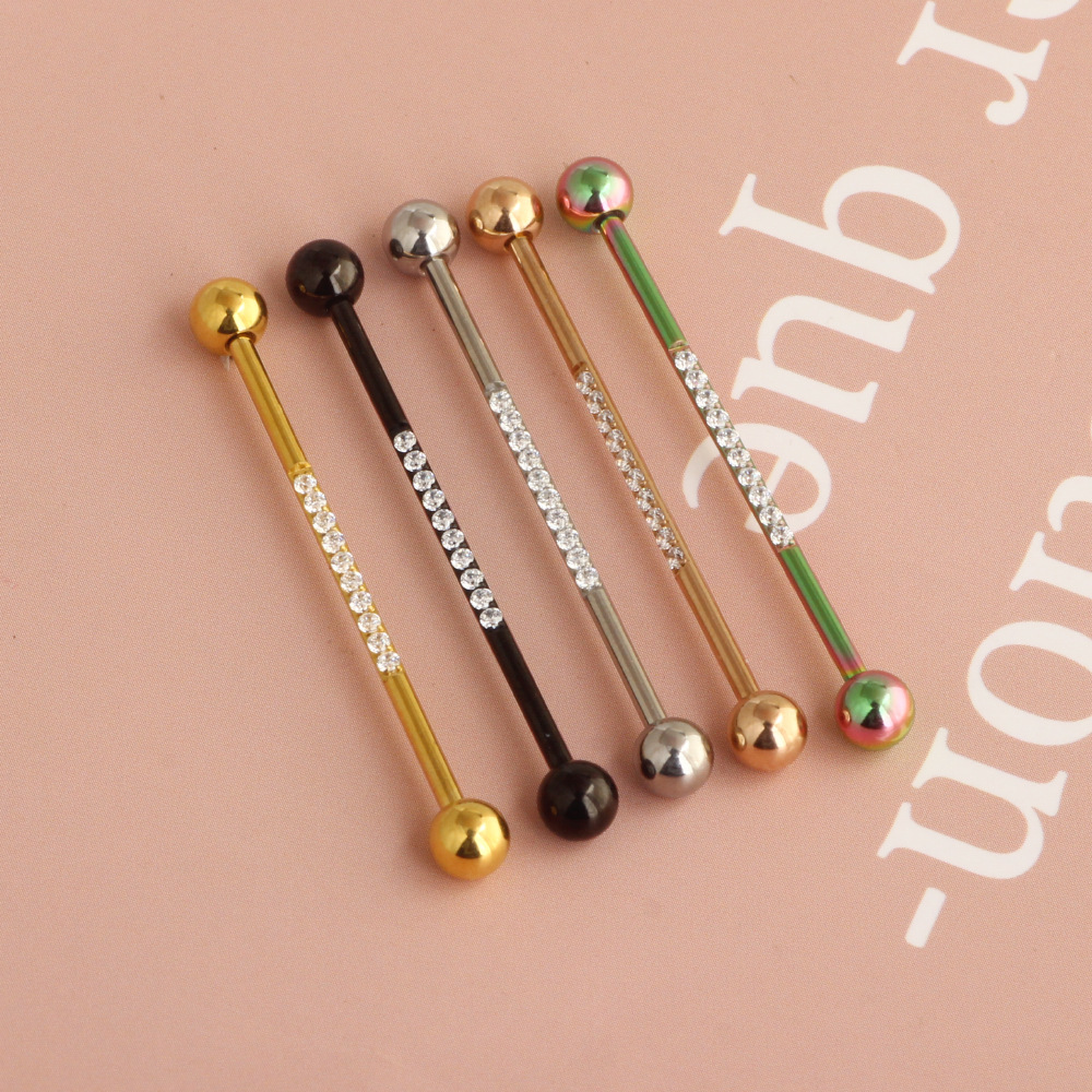 Stainless Steel Zircon Star Cartilage Earring Barbell Fashion Punk Piercing Jewelry Rose Gold detail image 7