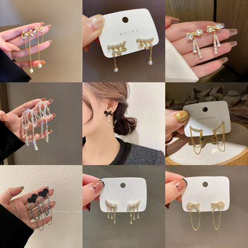 s925 silver needle long tassel earrings for women  new trendy Korean Dongdaemun design internet celebrity versatile earrings
