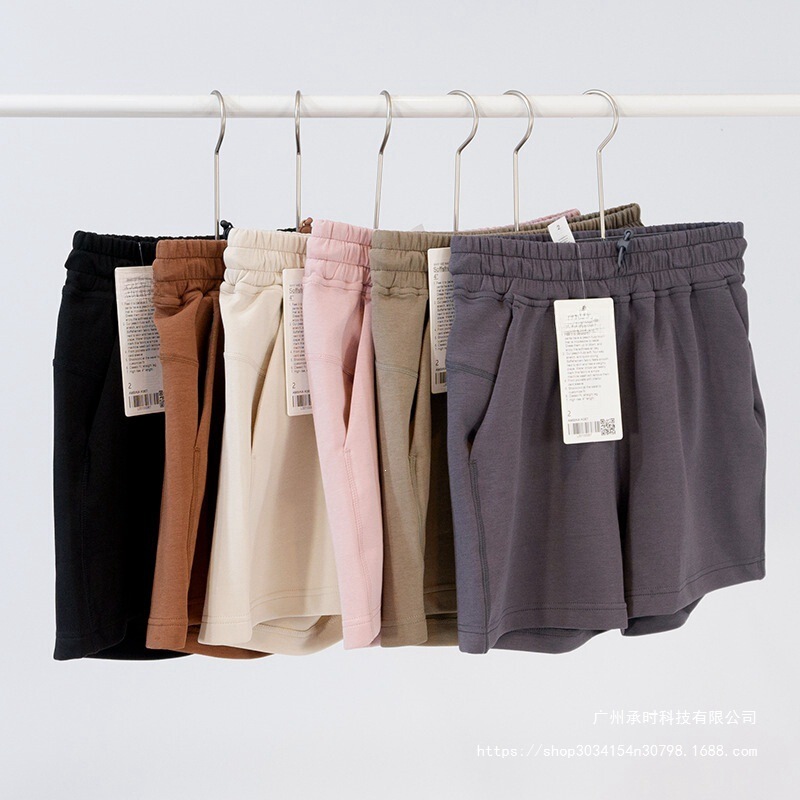 Lulu's New Yoga Wear 4-Point Shorts Casual Loose Sports Air Layer Women's Soft Breathable High-Waisted Shorts