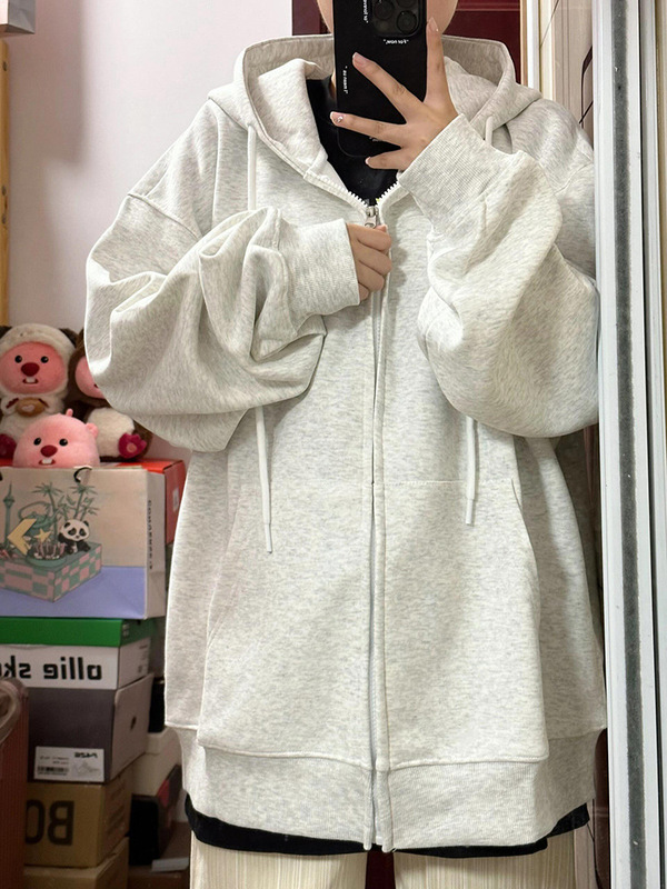 外套女春秋韩系上衣2025秋冬新款小个子连帽加厚宽松山东即墨卫衣|undefined