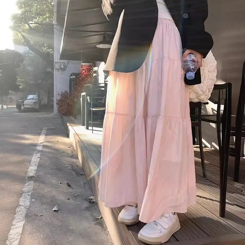 半身裙女春夏季新款显瘦a字长裙小个子大摆半身裙长款垂坠感|undefined