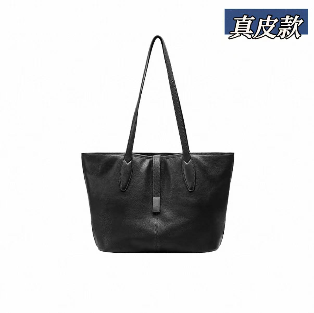 Qiu Vegetable-Tanned Leather Large Capacity Tote Bag For Women, Genuine Leather Casual Shoulder Bag, 2025 New Arrival - Thumbnail 8