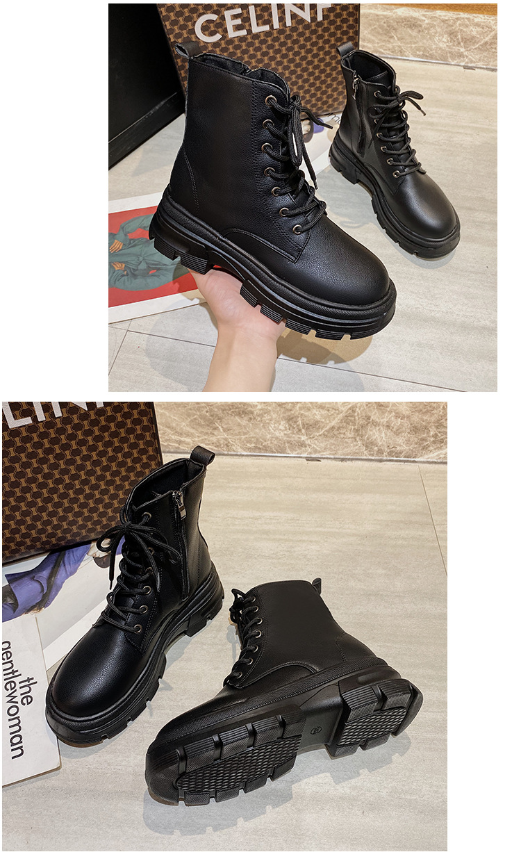 New Korean Female Martin Boots Round Head Side Zipper Short Boots display picture 2