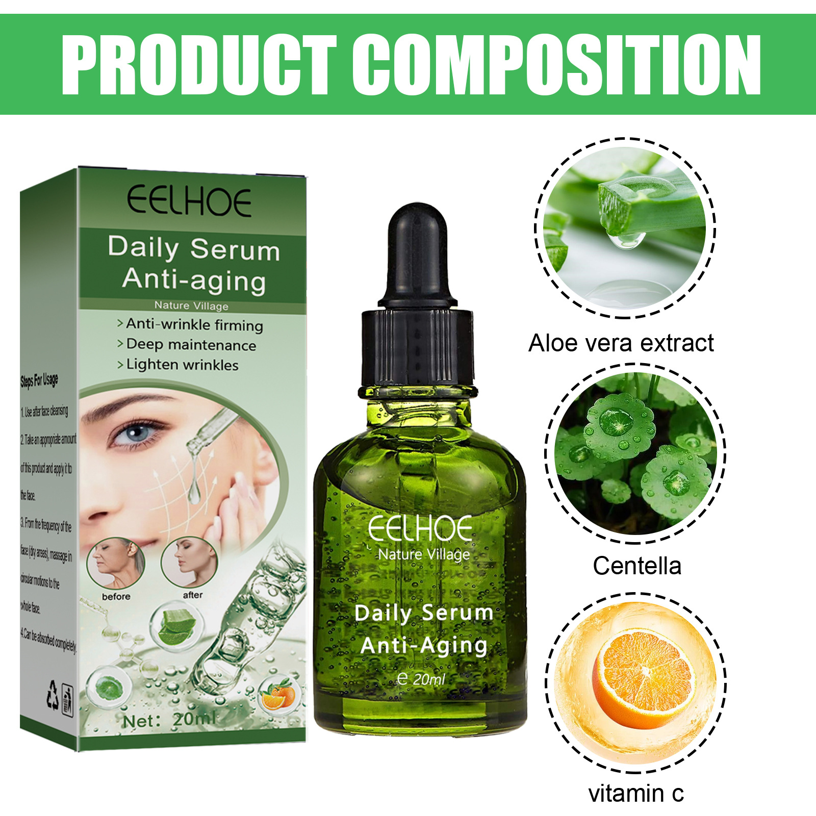 EELHOE Deep Ati wrikle essence för ansiktsuppstramning, dimiishig fie lögner, wrinkles, shrikig porer ad improvig_voghion.com