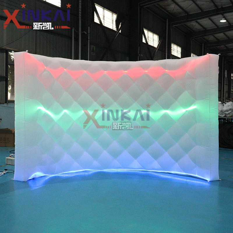 跨境专供圣诞节活动创意背景 白色LED灯光充气照相亭弧形墙