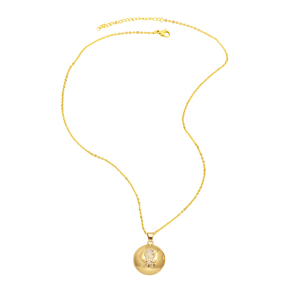 Fashion Human Copper Pendant Necklace Inlay Zircon Copper Necklaces