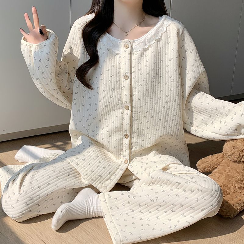 Pijama de mujer de franela y coralina, conjunto cálido y suave para otoño e invierno, moda femenina, venta directa de fábrica