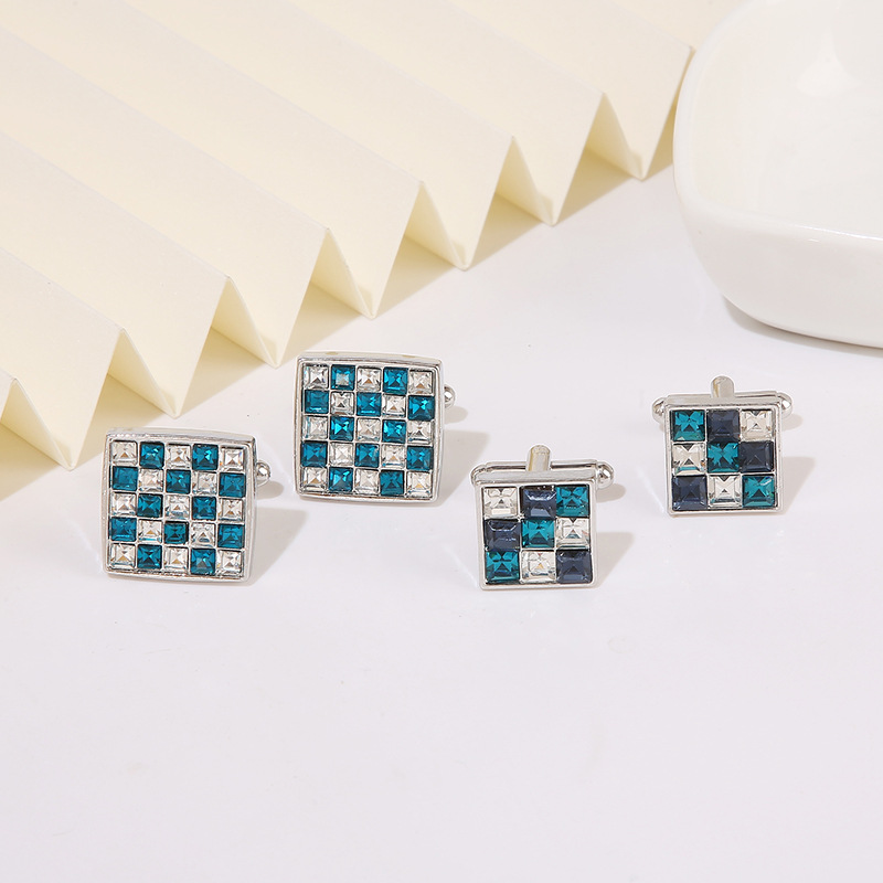 New Square Color Diamond Zircon Cufflinks Fashion Men's Shirt French Cufflinks_voghion.com