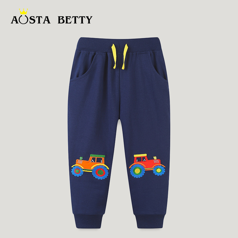 Autumn New Boys' Trousers Cartoon Embroidered Leg Sweatpants European and American Style Fashion Children's Sports Pants